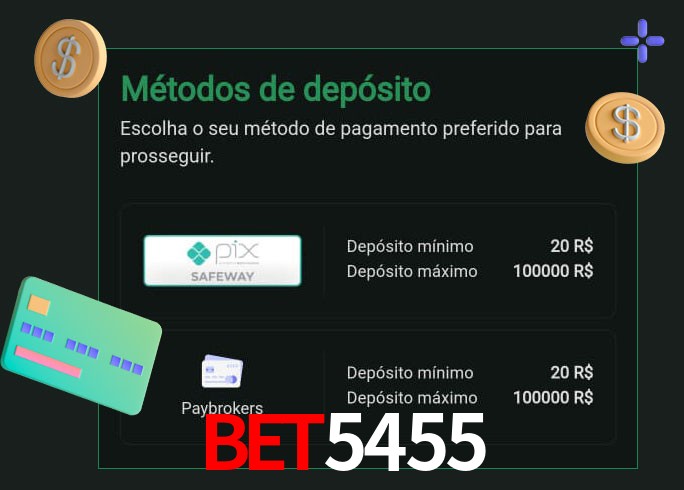 O cassino bet5455 oferece uma grande variedade de métodos de pagamento